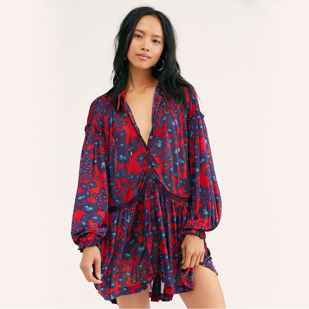 Free People Love Letter Tunic in Merlot Combo
